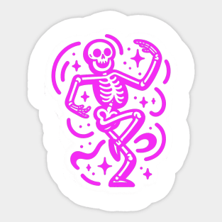 Pink Skeleton Dancing Sticker